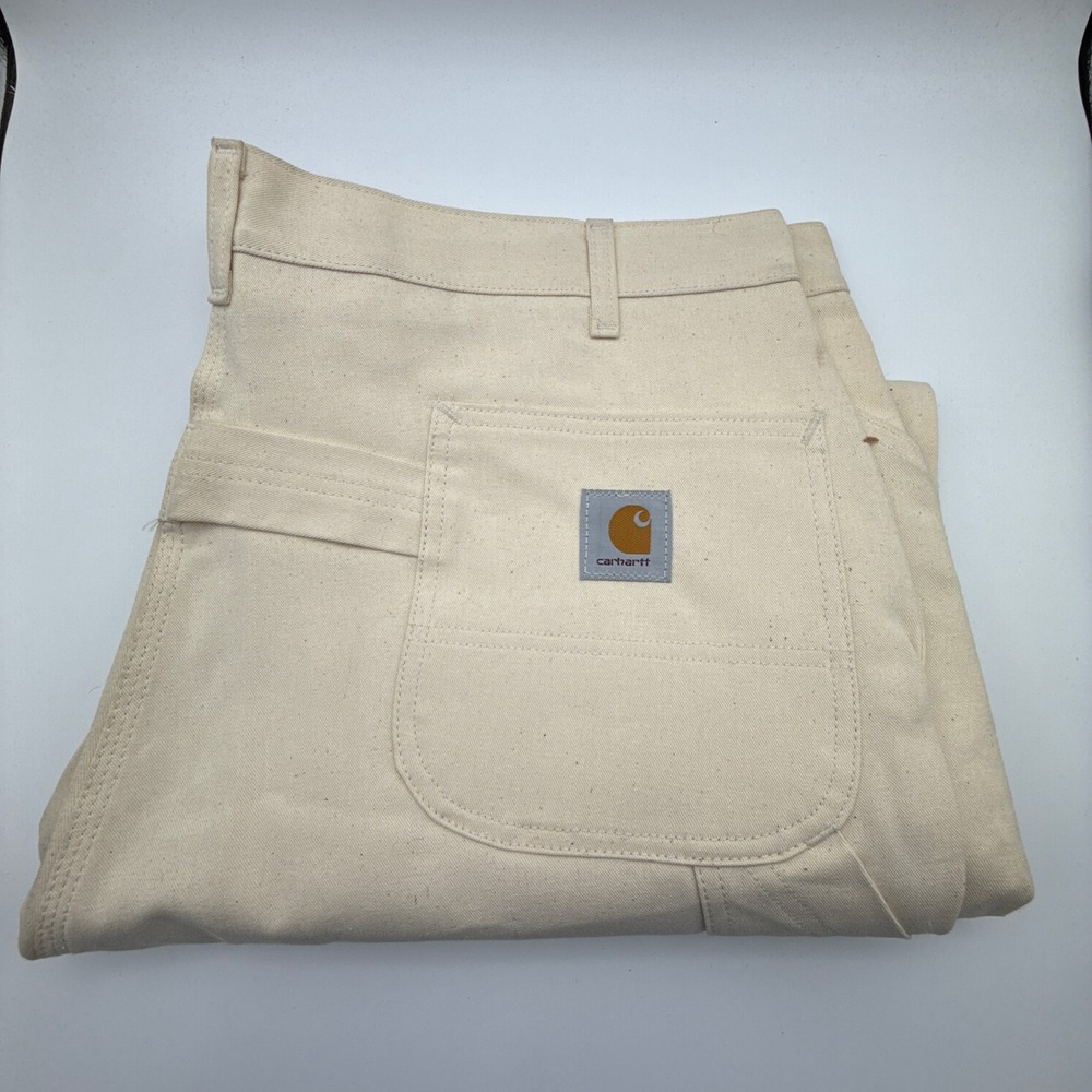 Carhartt Canvas Carpenter Painters Pants Mens 42x30 Natural White 72WS NWOT